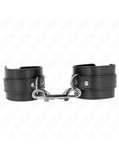 KINK - MUÃEQUERAS SIMPLES CON FILA DE REMACHES Y HEBILLA GRANDE NEGRO AJUSTABLE 17-28 CM X 5 CM