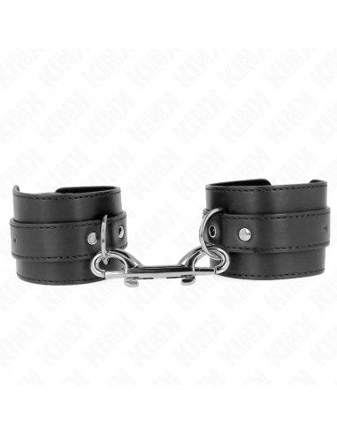 KINK - MUÃEQUERAS SIMPLES CON FILA DE REMACHES Y HEBILLA GRANDE NEGRO AJUSTABLE 17-28 CM X 5 CM