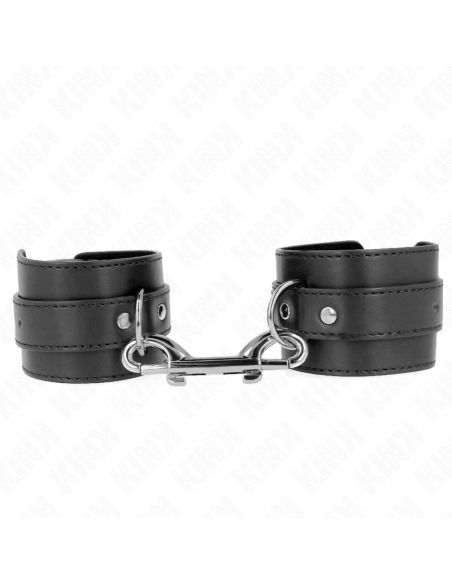KINK - MUÃEQUERAS SIMPLES CON FILA DE REMACHES Y HEBILLA GRANDE NEGRO AJUSTABLE 17-28 CM X 5 CM