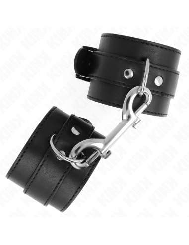 KINK - MUÃEQUERAS SIMPLES CON FILA DE REMACHES Y HEBILLA GRANDE NEGRO AJUSTABLE 17-28 CM X 5 CM