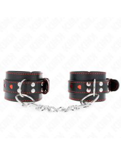 KINK - MUÃEQUERAS NEGRO CON INCRUSTACIÃN DE CORAZÃN ROJO AJUSTABLE 21-28 CM X 5.5 CM