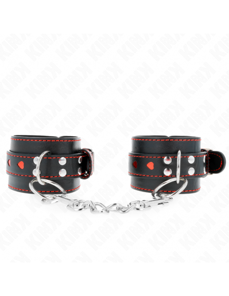 KINK - MUÃEQUERAS NEGRO CON INCRUSTACIÃN DE CORAZÃN ROJO AJUSTABLE 21-28 CM X 5.5 CM