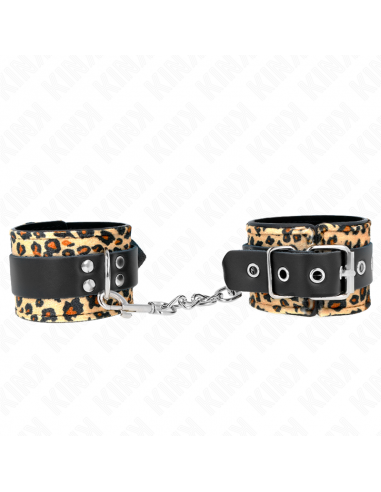 KINK - MUÃEQUERAS DE CUERO ESTILO LEOPARDO AJUSTABLE 18-29 CM X 5.5 CM