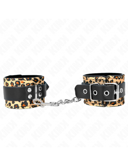 KINK - MUÃEQUERAS DE CUERO ESTILO LEOPARDO AJUSTABLE 18-29 CM X 5.5 CM