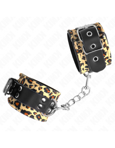 KINK - MUÃEQUERAS DE CUERO ESTILO LEOPARDO AJUSTABLE 18-29 CM X 5.5 CM