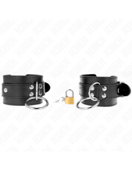 KINK - MUÃEQUERAS CON BLOQUEO DE CANDADO EN ANILLAS NEGRO AJUSTABLE 20-28 CM X 5.5 CM