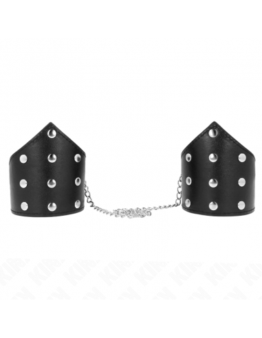 KINK - MUÃEQUERAS ESTILO PUNTIAGUDO NEGRO CON CADENA AJUSTABLE 17-23 CM X 8.5 CM