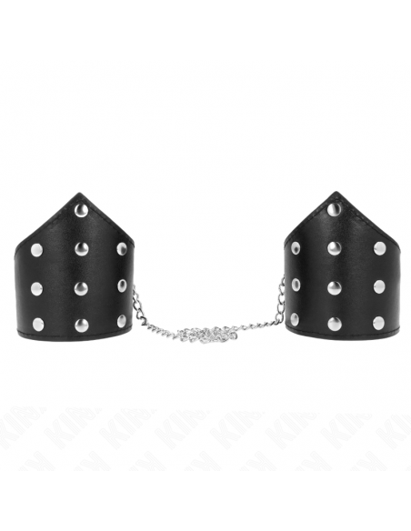 KINK - MUÃEQUERAS ESTILO PUNTIAGUDO NEGRO CON CADENA AJUSTABLE 17-23 CM X 8.5 CM