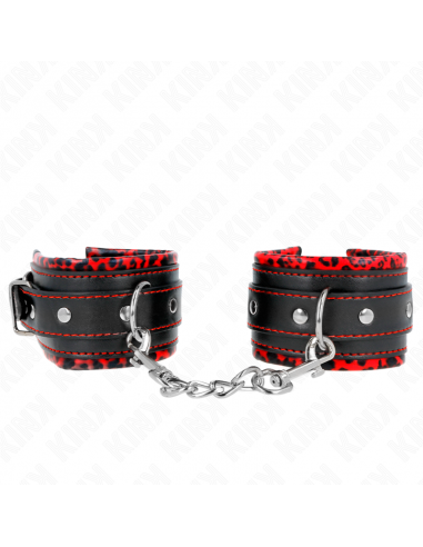 KINK - MUÃEQUERAS FORRADAS ROJO / NEGRO AJUSTABLE 17-29 CM X 6 CM