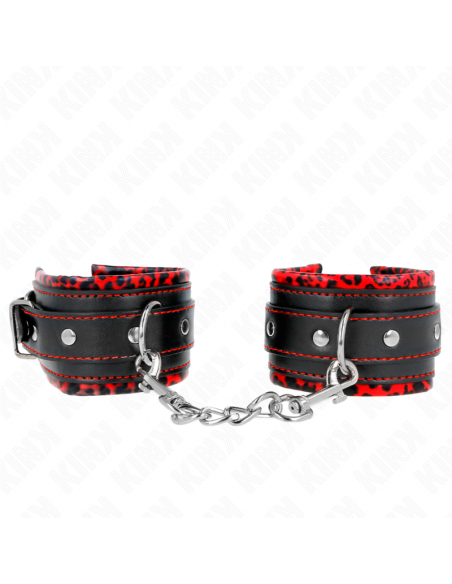 KINK - MUÃEQUERAS FORRADAS ROJO / NEGRO AJUSTABLE 17-29 CM X 6 CM