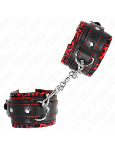KINK - MUÃEQUERAS FORRADAS ROJO / NEGRO AJUSTABLE 17-29 CM X 6 CM
