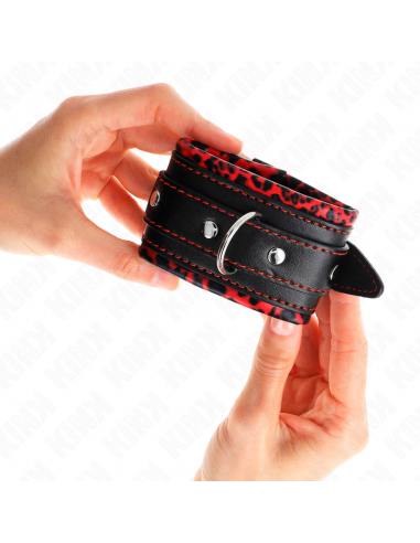KINK - MUÃEQUERAS FORRADAS ROJO / NEGRO AJUSTABLE 17-29 CM X 6 CM