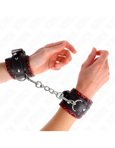 KINK - MUÃEQUERAS FORRADAS ROJO / NEGRO AJUSTABLE 17-29 CM X 6 CM
