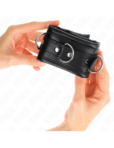 KINK - MUÃEQUERAS ESTILO HEAVY FORRO NEGRO AJUSTABLE 20-30 CM X 6 CM