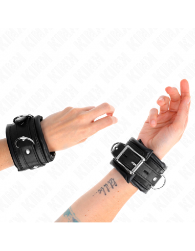 KINK - MUÃEQUERAS ESTILO HEAVY FORRO NEGRO AJUSTABLE 20-30 CM X 6 CM