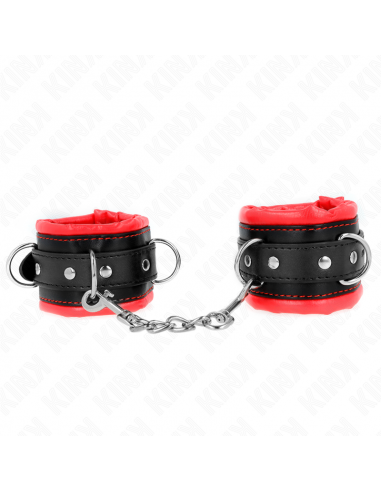 KINK - MUÃEQUERAS ESTILO HEAVY FORRO ROJO AJUSTABLE 20-30 CM X 6 CM