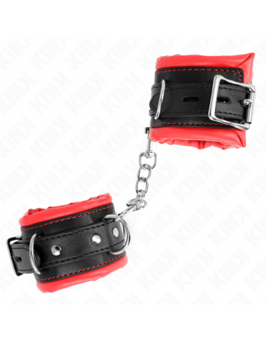 KINK - MUÃEQUERAS ESTILO HEAVY FORRO ROJO AJUSTABLE 20-30 CM X 6 CM