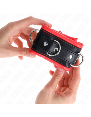 KINK - MUÃEQUERAS ESTILO HEAVY FORRO ROJO AJUSTABLE 20-30 CM X 6 CM