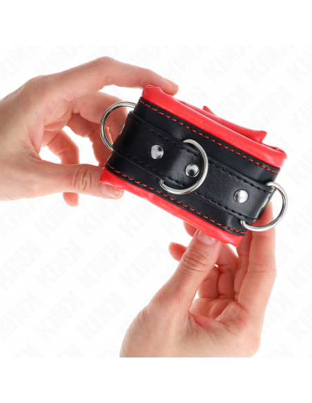 KINK - MUÃEQUERAS ESTILO HEAVY FORRO ROJO AJUSTABLE 20-30 CM X 6 CM