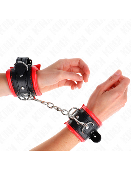 KINK - MUÃEQUERAS ESTILO HEAVY FORRO ROJO AJUSTABLE 20-30 CM X 6 CM