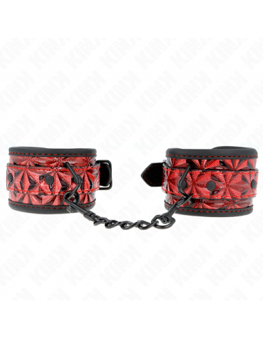 KINK - MUÃEQUERAS CON PATRÃN DE DIAMANTES ROJO OSCURO AJUSTABLE 17-26 CM X 5.5 CM