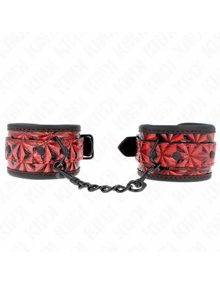 KINK - MUÃEQUERAS CON PATRÃN DE DIAMANTES ROJO OSCURO AJUSTABLE 17-26 CM X 5.5 CM