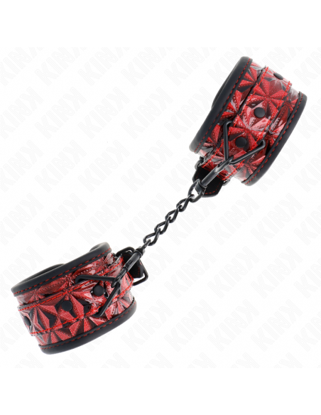 KINK - MUÃEQUERAS CON PATRÃN DE DIAMANTES ROJO OSCURO AJUSTABLE 17-26 CM X 5.5 CM