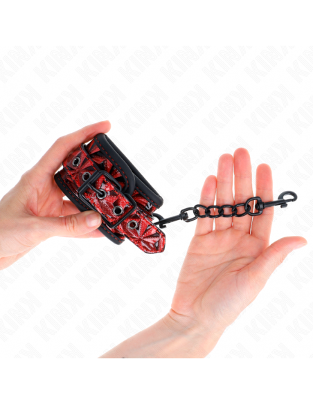 KINK - MUÃEQUERAS CON PATRÃN DE DIAMANTES ROJO OSCURO AJUSTABLE 17-26 CM X 5.5 CM