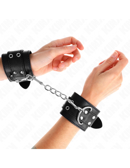 KINK - MUÃEQUERAS CON DOBLE LÃNEA DE TACHUELAS NEGRO AUSTABLE 19-26 CM