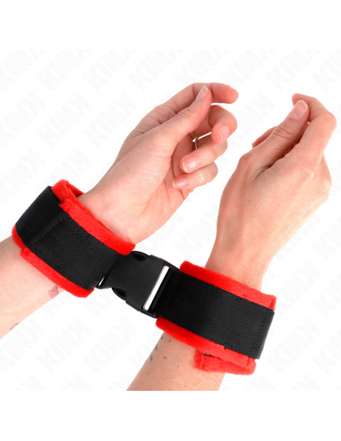 KINK - MUÃEQUERAS NYLON ROJO-NEGRO MODELO 1 AJUSTABLE 25-35 CM X 6 CM