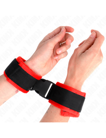 KINK - MUÃEQUERAS NYLON ROJO-NEGRO MODELO 1 AJUSTABLE 25-35 CM X 6 CM