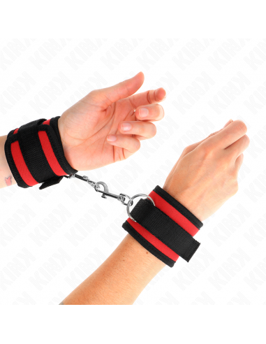 KINK - MUÃEQUERAS NYLON ROJO-NEGRO MODELO 2 AJUSTABLE 18-35 CM X 6 CM