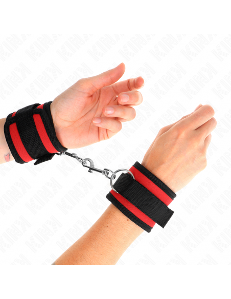 KINK - MUÃEQUERAS NYLON ROJO-NEGRO MODELO 2 AJUSTABLE 18-35 CM X 6 CM