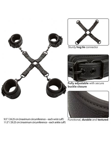 CALEXOTICS - NOCTURNAL CONECTOR HOG TIE CUERO AJUSTABLE NEGRO