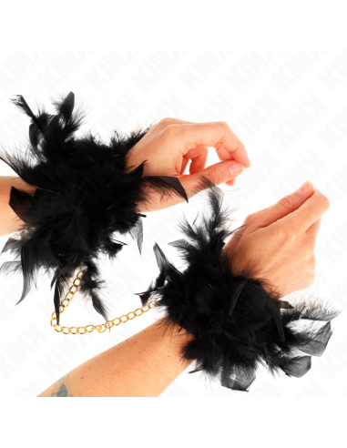 KINK - ESPOSAS DE PLUMAS NEGRO CON CADENA DORADA MODELO 1