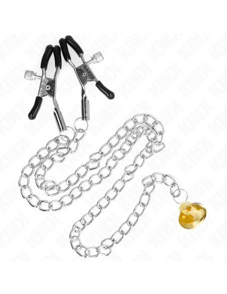 KINK - PINZAS PARA PEZONES CON CAMPANA CASCABEL DORADO Y CADENA 30 CM