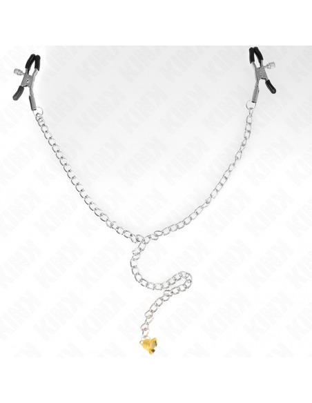 KINK - PINZAS PARA PEZONES CON CAMPANA CASCABEL DORADO Y CADENA 30 CM