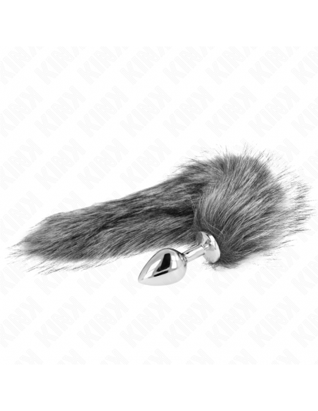 KINK - PLUG ANAL TALLA M 8 X 3.5 CM CON COLA SINTÃTICA 40 CM PLATEADO