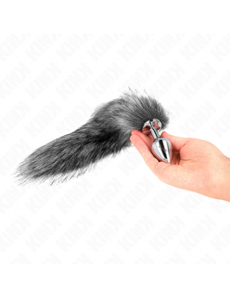 KINK - PLUG ANAL TALLA M 8 X 3.5 CM CON COLA SINTÃTICA 40 CM PLATEADO