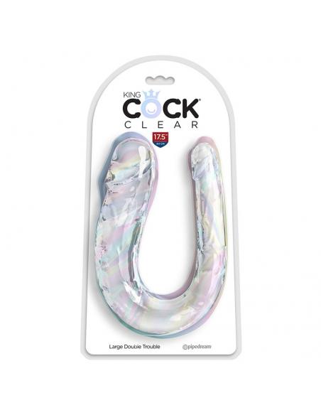 KING COCK - DOUBLE TROUBLE DILDO DOBLE 44 CM TRANSPARENTE