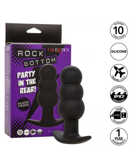 Calexotics - rock bottom plug anal con cuentas 10 vibraciones silicona negro