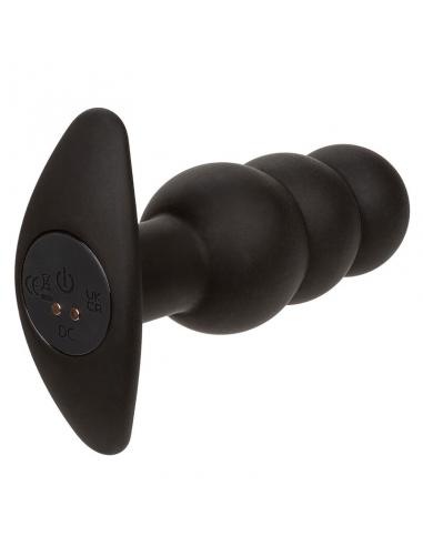 Calexotics - rock bottom plug anal con cuentas 10 vibraciones silicona negro