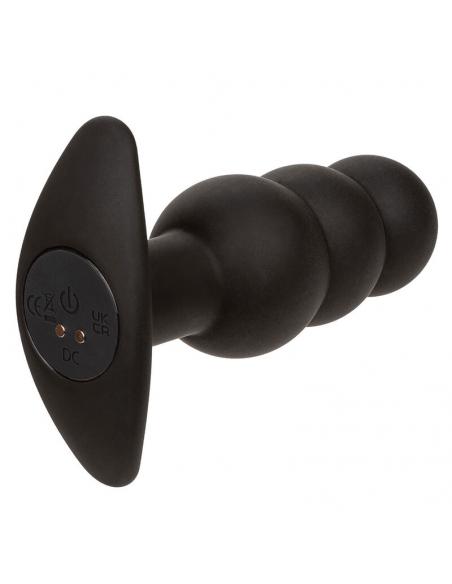 Calexotics - rock bottom plug anal con cuentas 10 vibraciones silicona negro