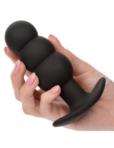 Calexotics - rock bottom plug anal con cuentas 10 vibraciones silicona negro