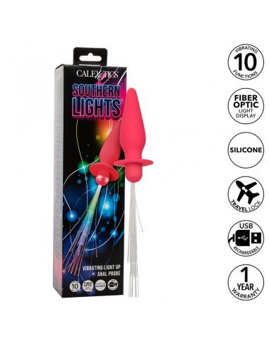 Calexotics - southern lights light up plug anal con luces 10 vibraciones silicona rosa