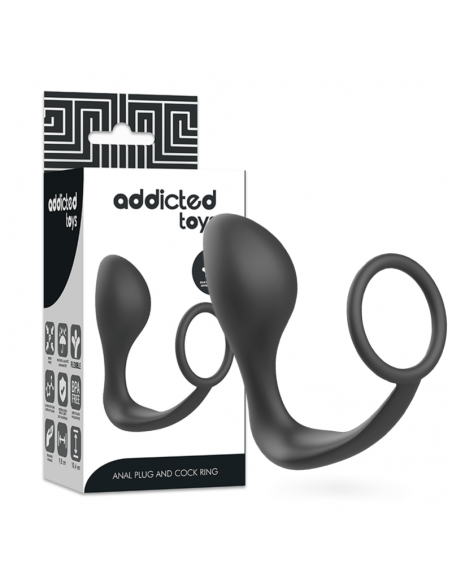 Addicted toys - plug anal con anillo silicona negro
