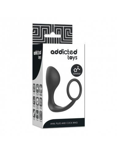 Addicted toys - plug anal con anillo silicona negro