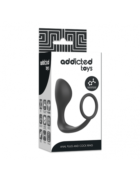 Addicted toys - plug anal con anillo silicona negro