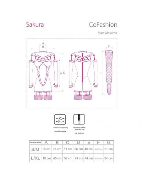 Livco corsetti fashion - sakura cf 90357 mono + guantes largos + ligueros negro l/xl