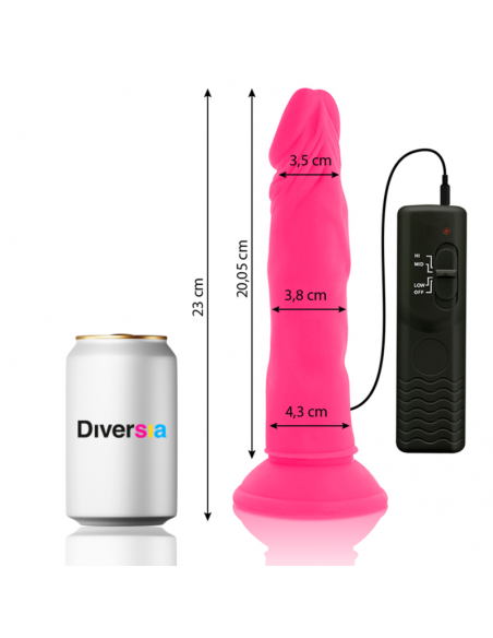 Diversia - dildo flexible con vibracion rosa 23 cm -o- 4.3 cm